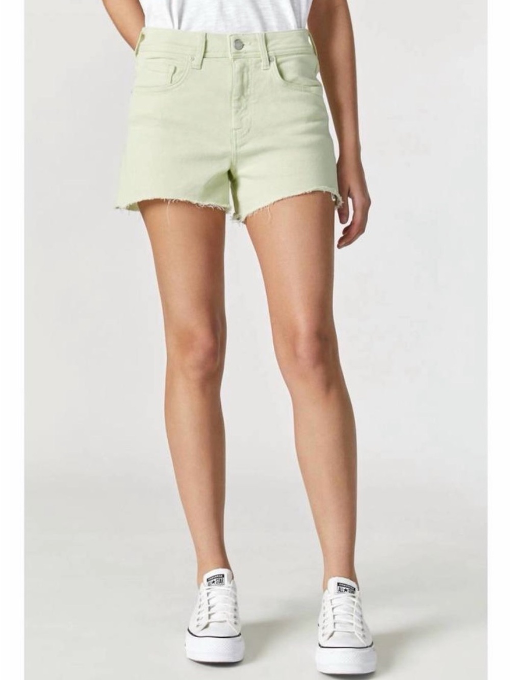Navi Rosie Frayed Hem Denim Shorts - Lime color in Size 30